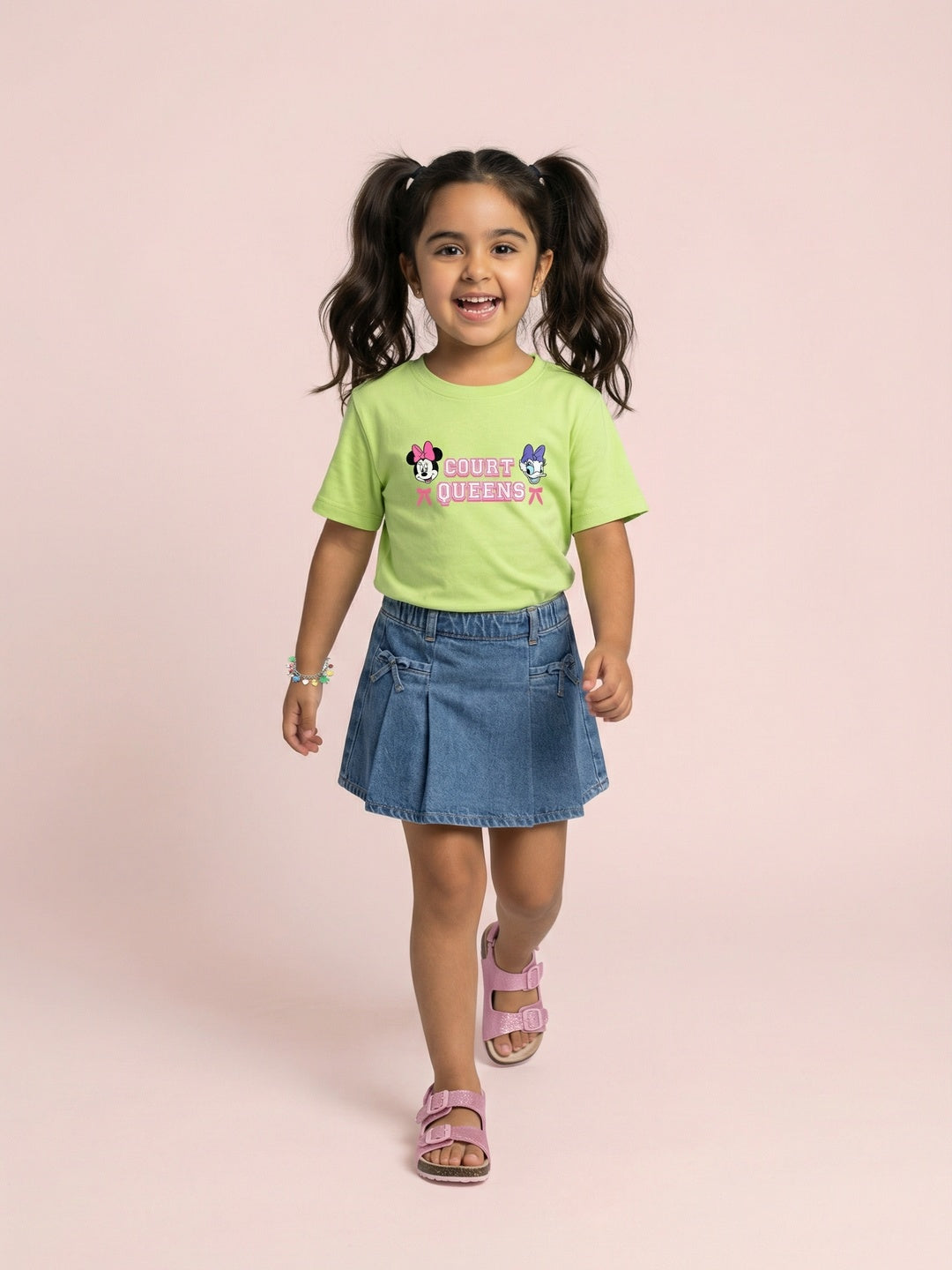 Nautinati Girls' 100% Cotton Disney Minnie & Daisy Front & Back Print Oversized T-shirt