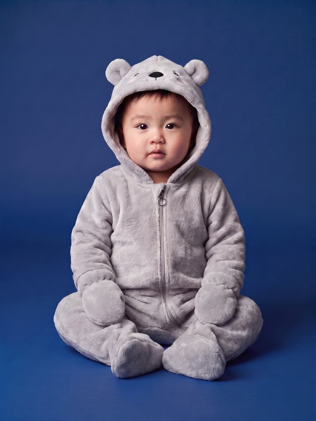 Nautinati Baby Boys Regular Fit Hooded Koala Fur Sleepsuit with Front Zip