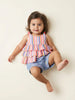 Nautinati Girls' Striped Ruffled Top & Shorts Co-ord Set