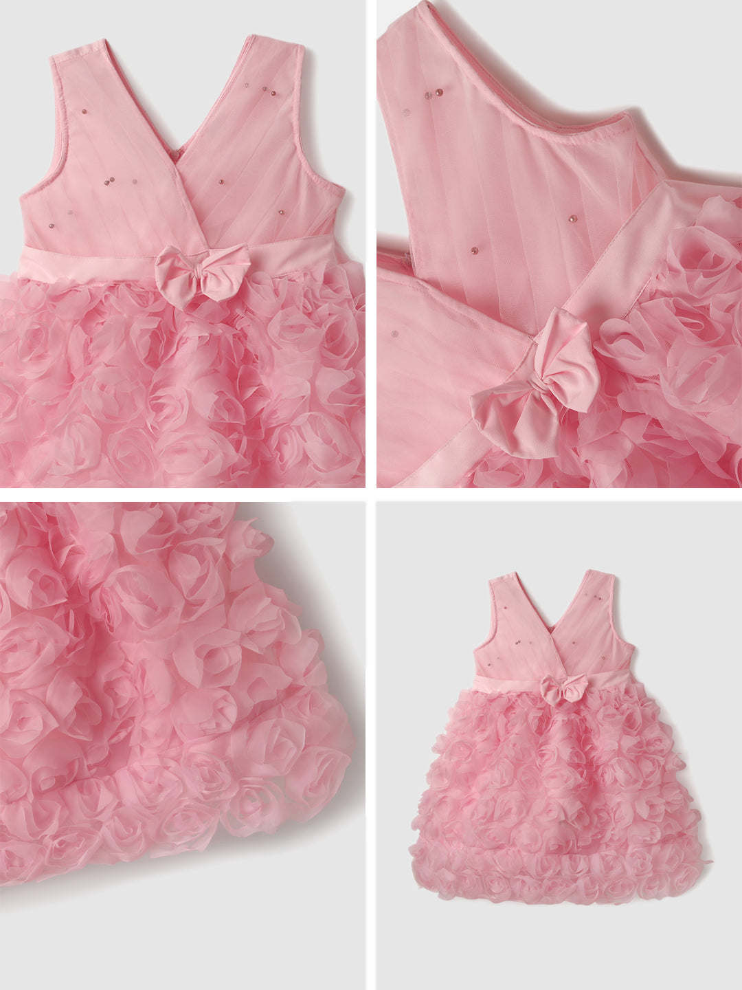 Nautinati Girls' Party Frock With Roses and Pearl Embellishment