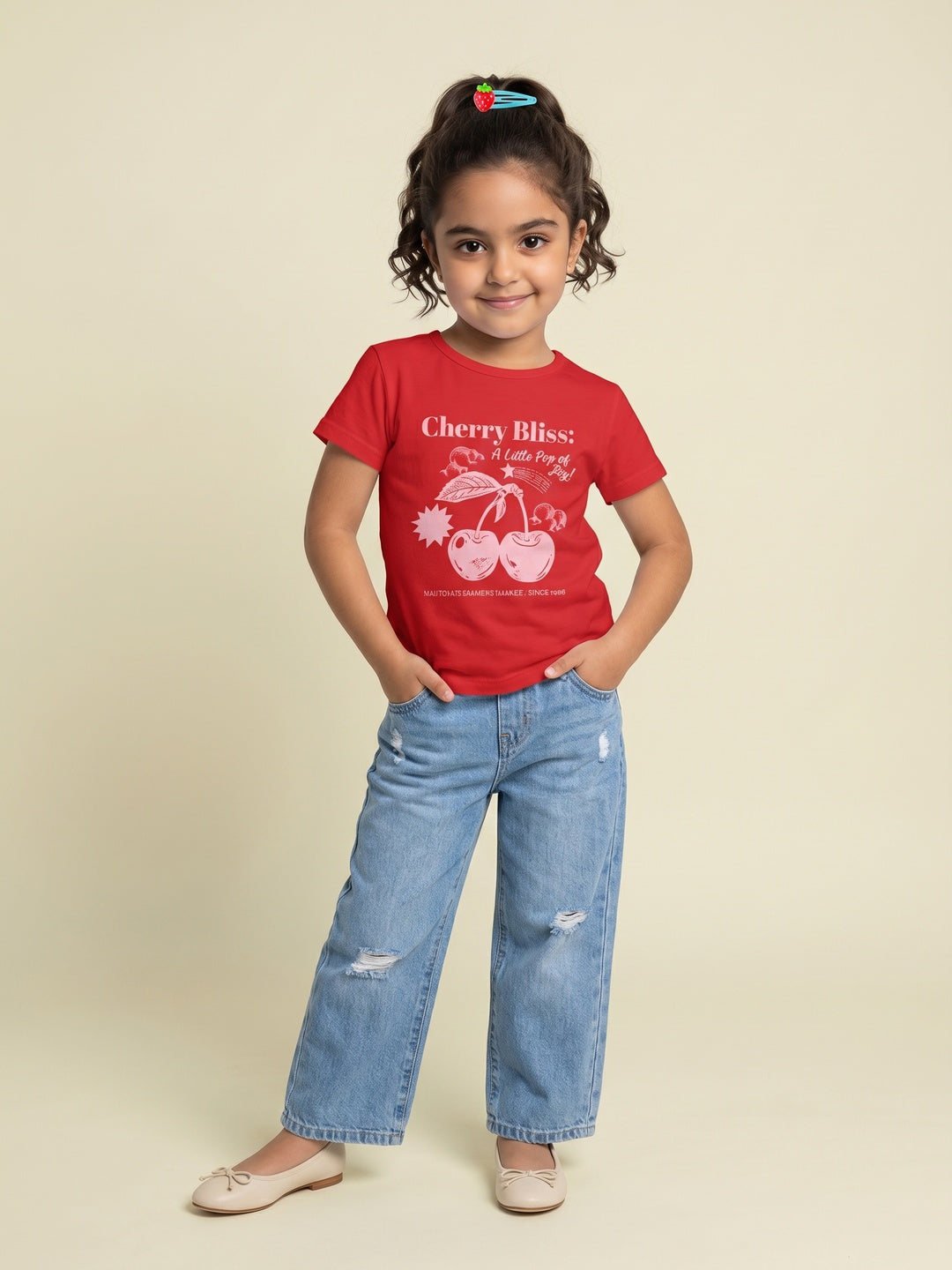 Nautinati Girls' Cotton Cherry and Cupcake Printed T-shirts Pack of 2
