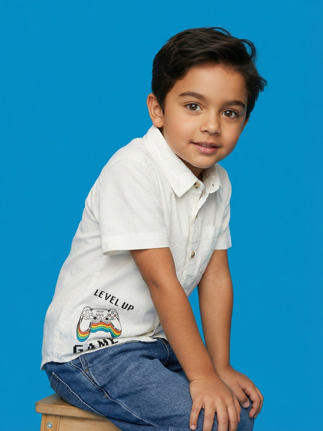 Nautinati Boys' 100% Cotton Woven Gaming Graphic Print Shirt