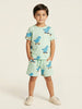 Nautinati Boys' Animal Printed Regular Fit Round Neck T-shirt and Shorts Co-ord Set