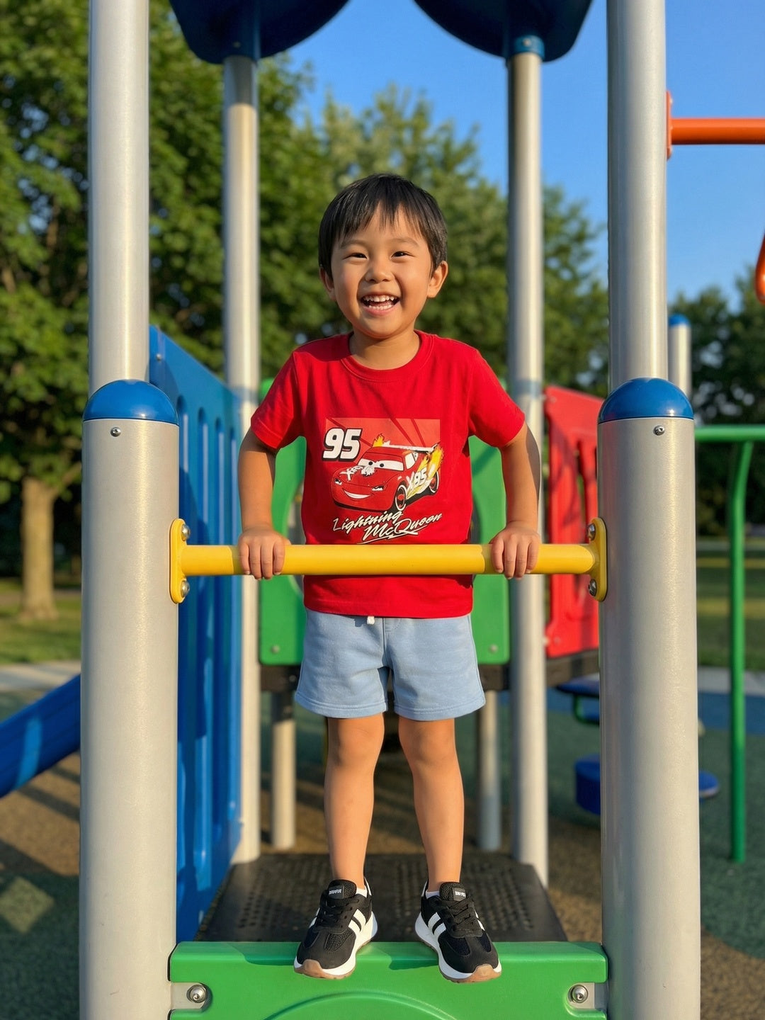 Nautinati Boys' 100% Cotton Crew Neck Disney Cars Placement Print T-shirt