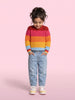 Nautinati Girls Relaxed Fit Rainbow Striped Chunky Knit Sweater