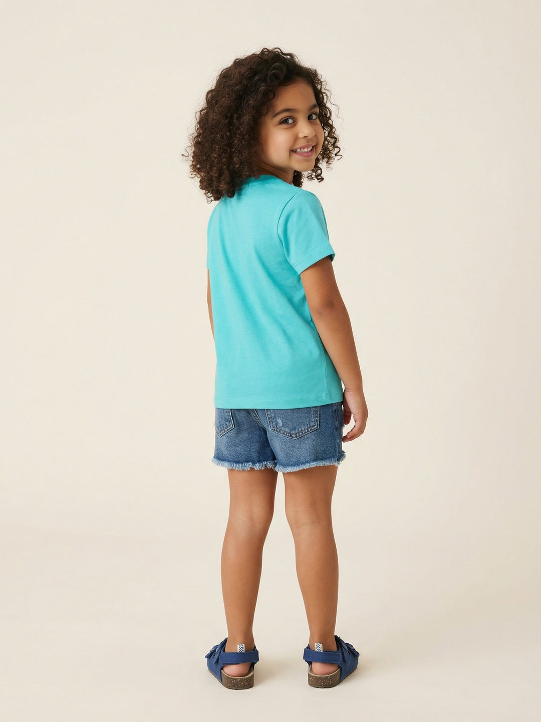 Nautinati Girls' 100% Cotton Pack of 2 Graphic & All-over Floral Print Crew Neck T-shirts