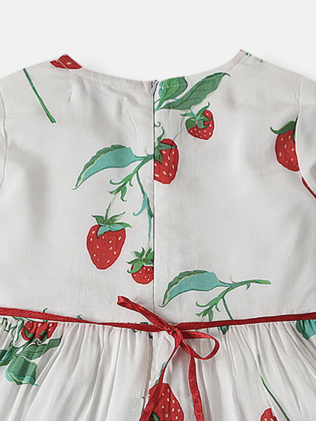 Nautinati Girls Soft Rayon Cotton Strawberry Print Frock