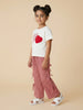 Nautinati Girls' Cotton Blend All-over Gingham Checks Wide-leg Woven Trousers with Side Bow Details
