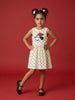 Nautinati Girls' 100% Cotton Disney Minnie Mouse Placement Print & Polka Dot Print Dress