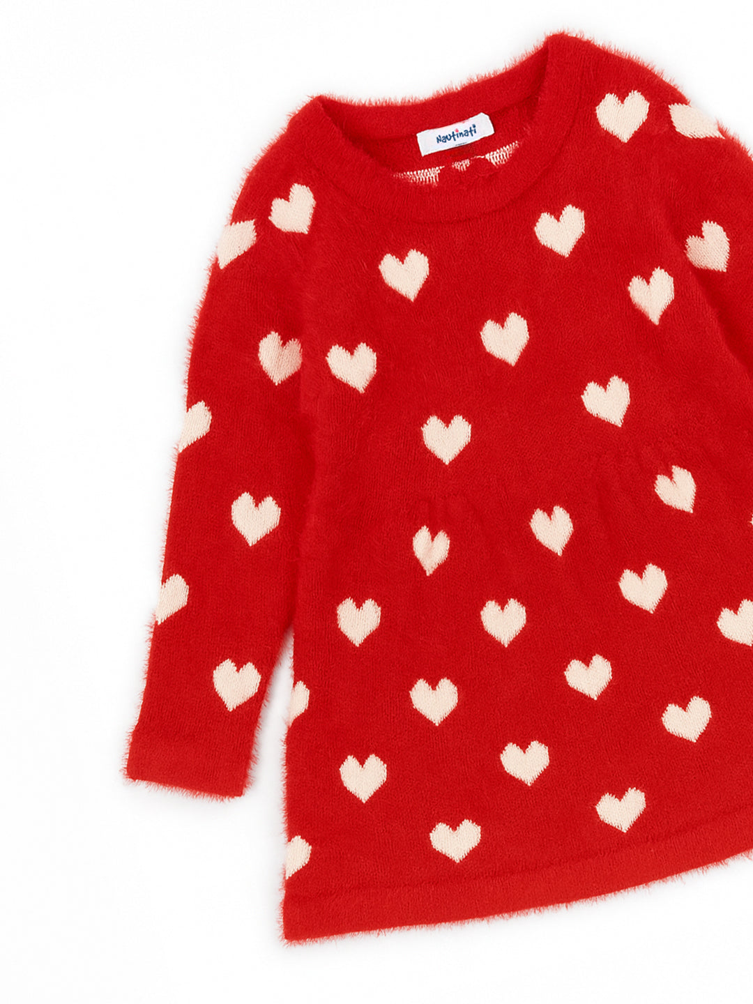 Nautinati Red Heart Print Sweater Dress
