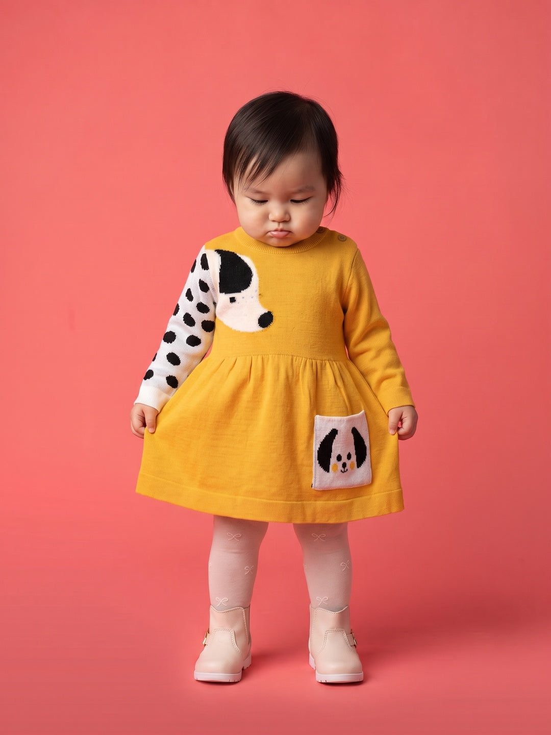 Nautinati Baby Girls Dalmatian Sweater Dress, Age 3 Months-2 Years