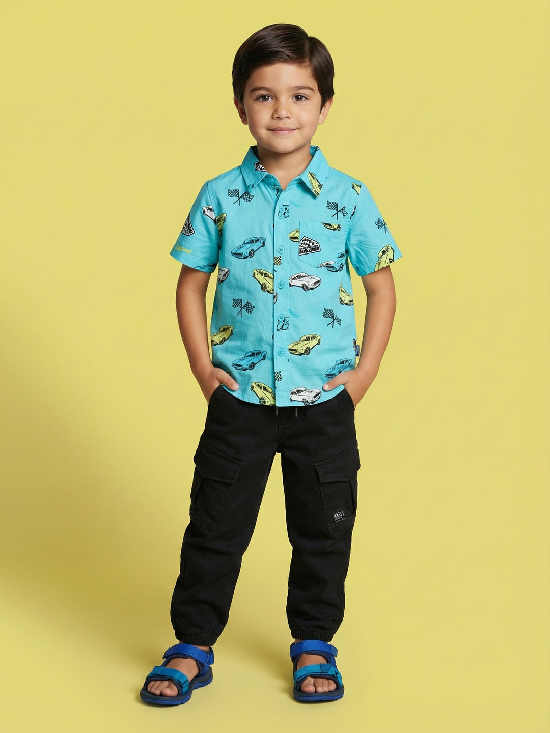 Nautinati Boys' 100% Cotton Racing Graphic Casual Shirt