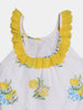 Nautinati Lemon Print White Dress For Girls
