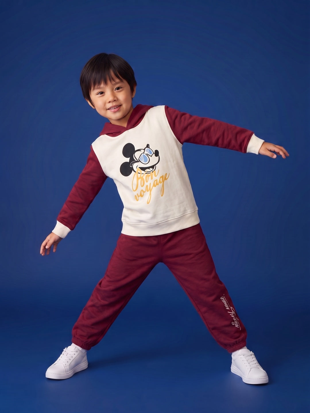 Nautinati Boys Disney Mickey Mouse Puff Printed Oversized Hoodie and Jogger Set