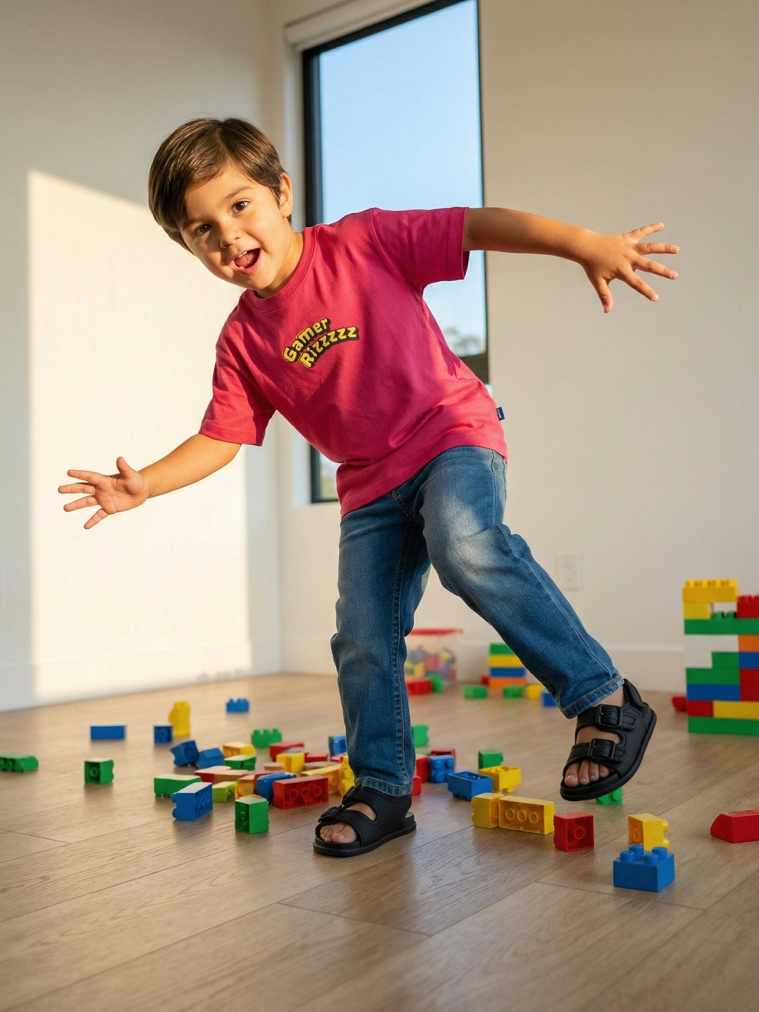 Nautinati Boys' 100% Cotton Front & Back Gaming Puff Print Oversized Crew Neck T-shirt