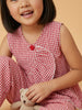 Nautinati Girls' Cotton Chequered Christmas Top and Trousers Co-ord Set