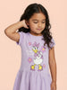 Nautinati Girls' 100% Cotton Disney Daisy Duck Floral Placement Print A-line Dress