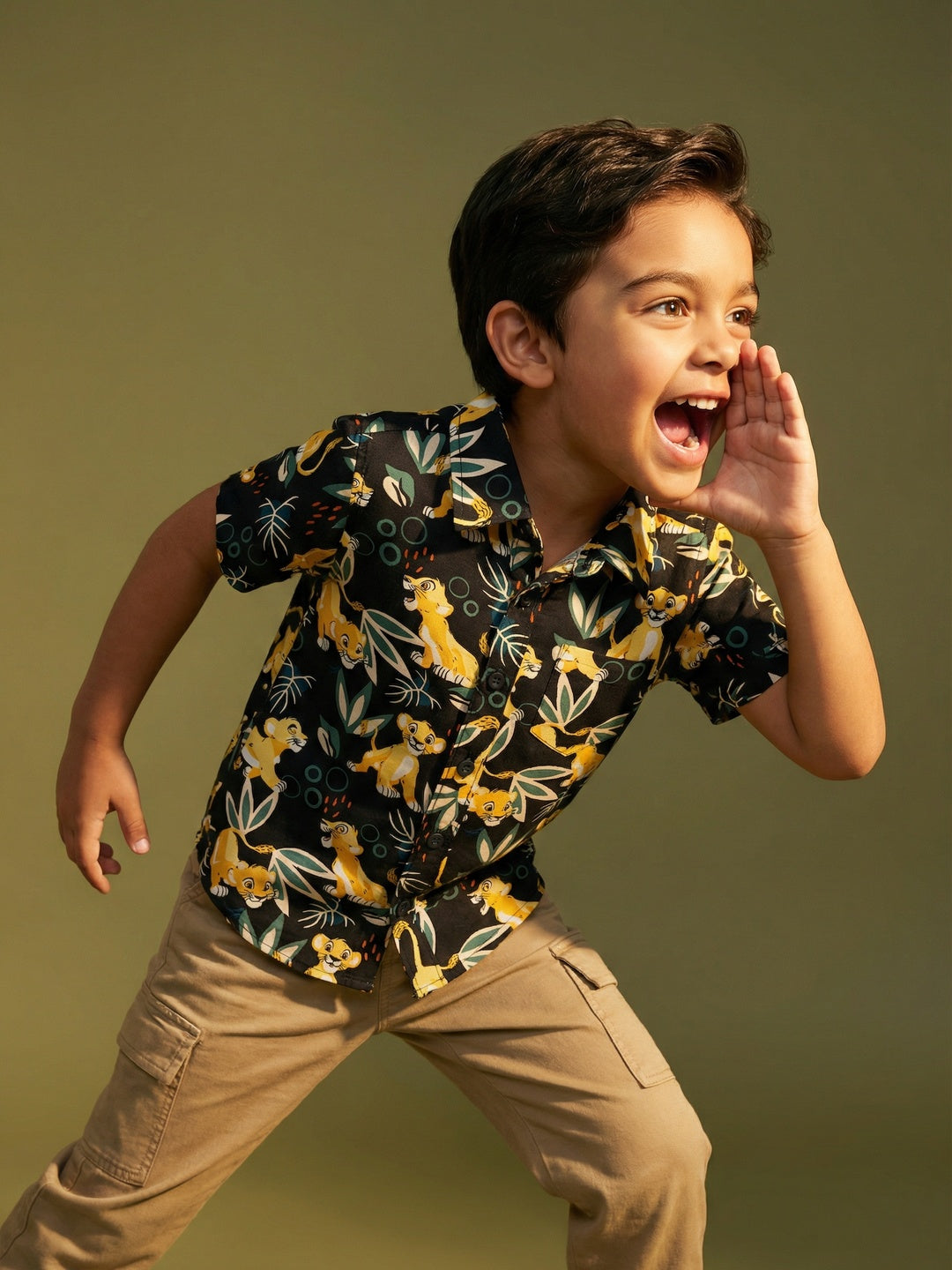 Nautinati Boys' 100% Cotton Disney Lion King All-over Print Resort Shirt