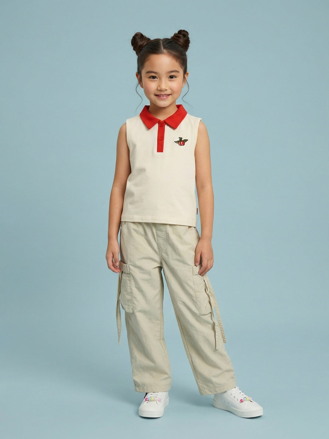 Nautinati Girls' Woven Baggy Fit Printed Parachute Pants with Pocket Details