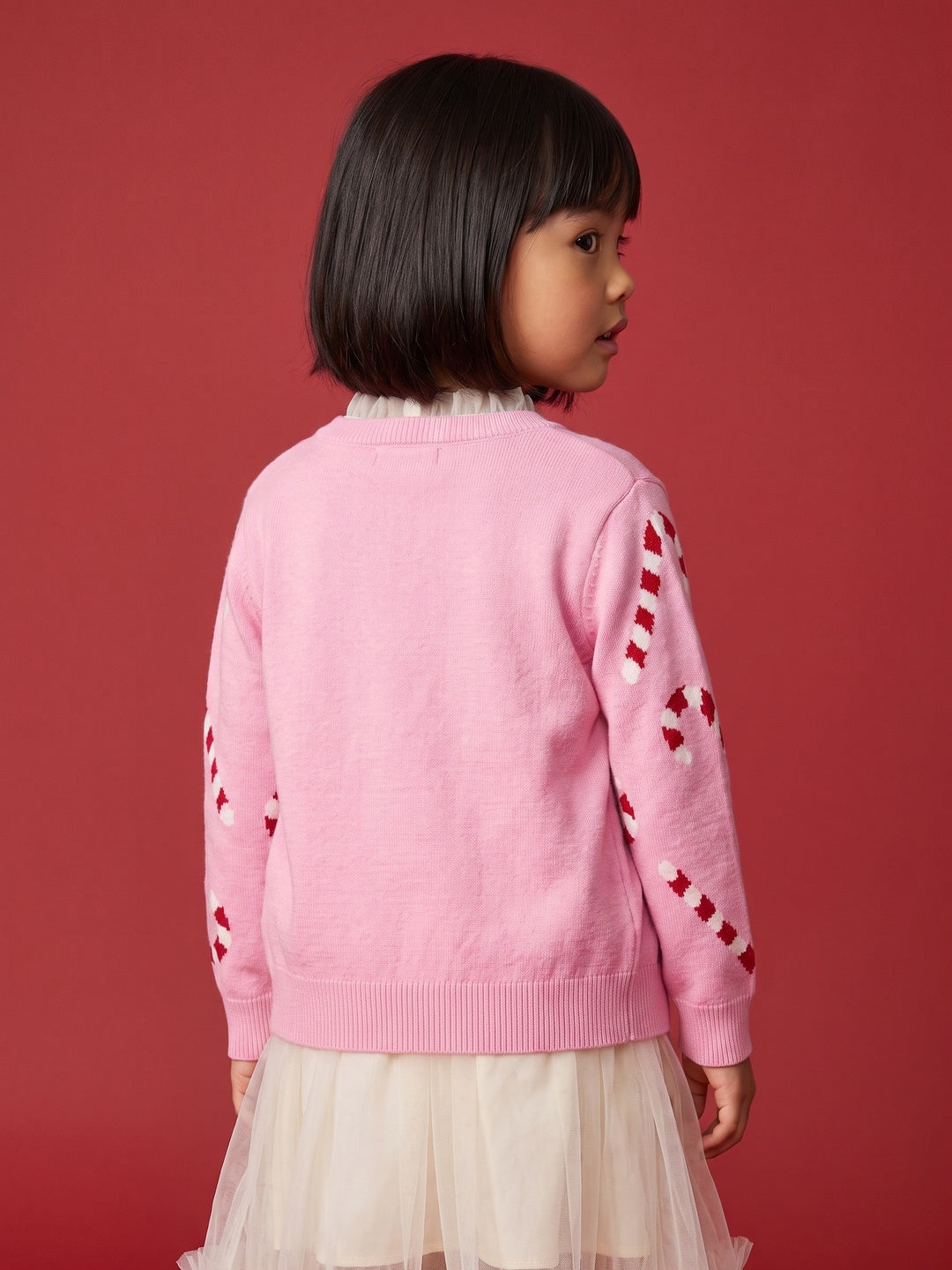 Nautinati Girls Relaxed Fit Christmas Candy Cane Knit Sweater