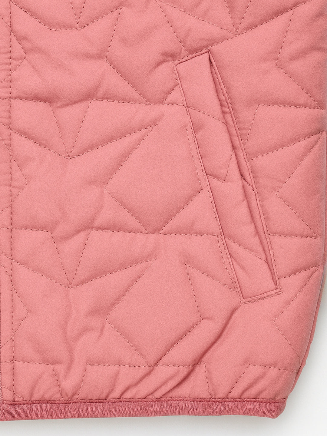 Nautinati Pink Quilted Star Pattern Puffer Jacket for Girls