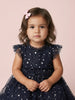 Nautinati Baby Girls' Fit & Flare Party Dress with Holographic All-over Star Foil Print Mesh