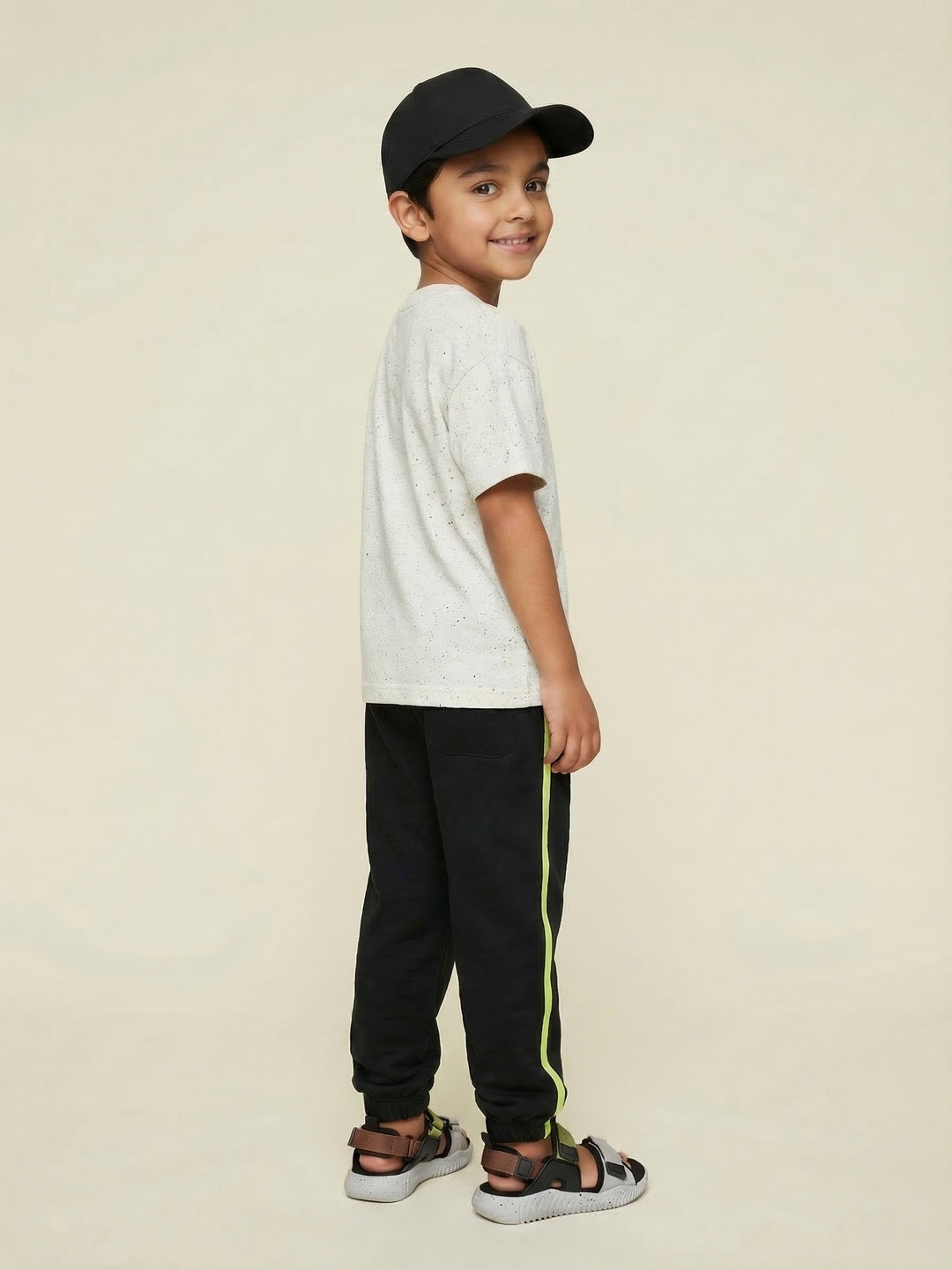 Nautinati Boys’ 100% Cotton Black Gamer Graphic Joggers with Contrast Piping