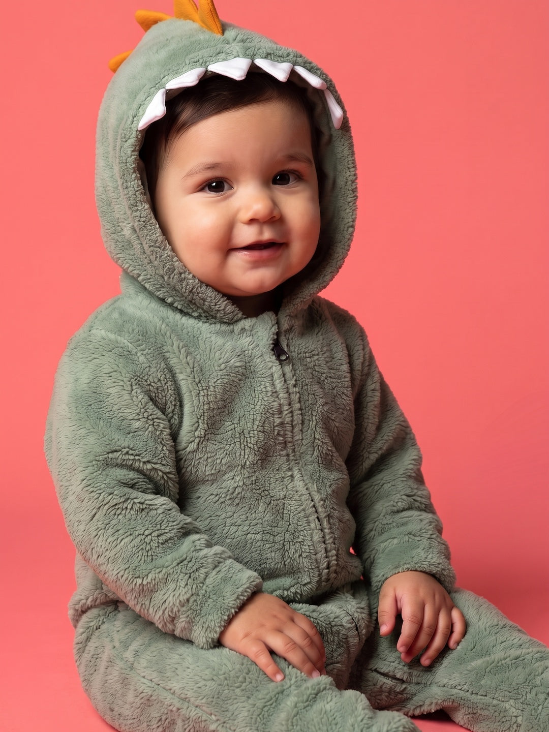 Nautinati Baby Boys Dino Fur Sleepsuit, Age 0-2 Years