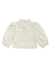 Nautinati White Embroidered Top And Gold Pleated Foil Skirt Set For Girls