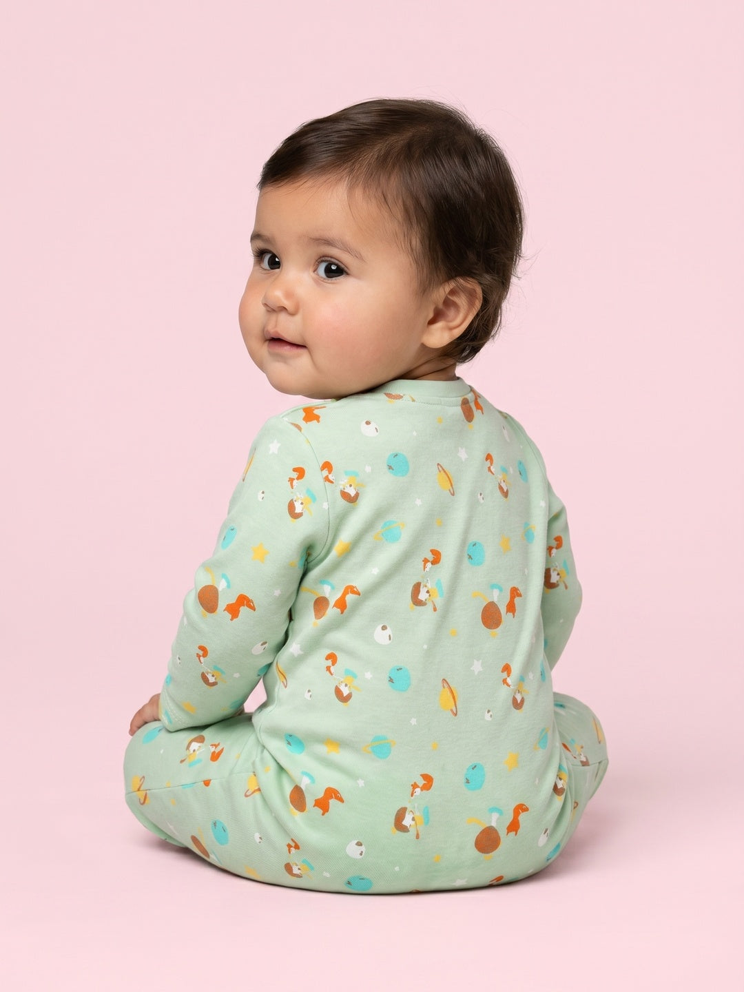 Nautinati Kids' Cotton All-overPlayful Printed Sleepsuit Set with Snap Button