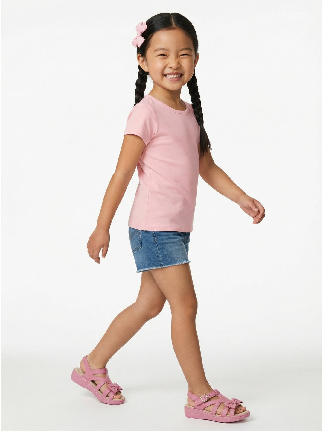 Nautinati Girls' 100% Cotton Pack of 2 Solid Essentials Crew Neck T-shirts
