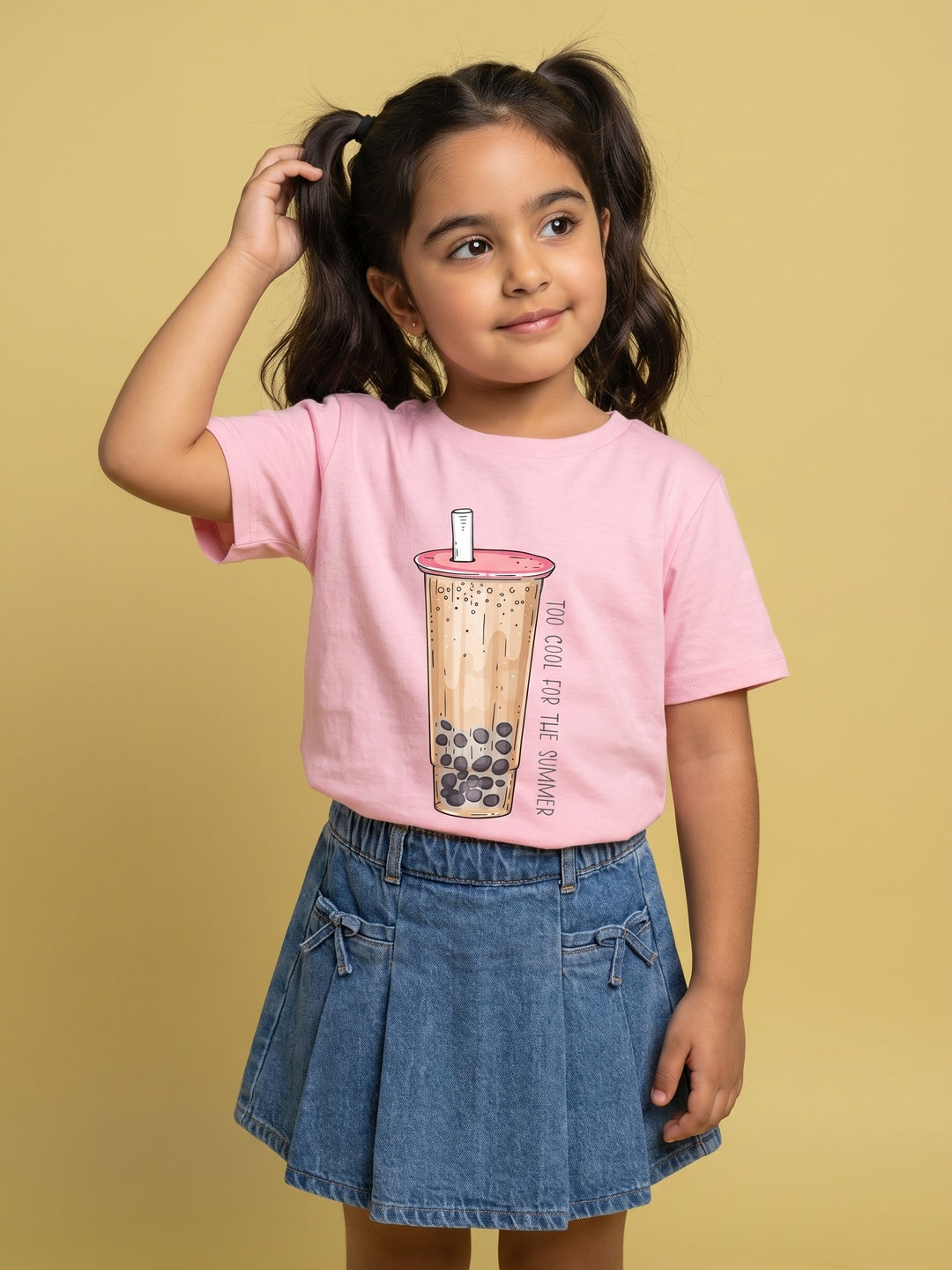 Nautinati Girls' Cotton Boba Tea Printed T-shirt