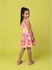 Nautinati  Girls All-over Floral Printed Relaxed Fit Tie-up Style Sleeveless Dress