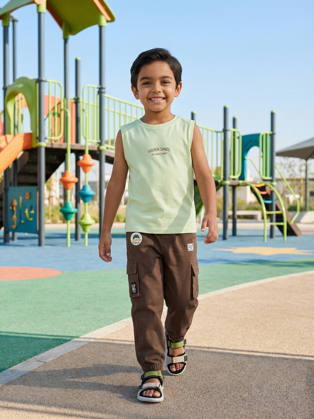 Nautinati Boys' 100% Cotton Woven Cargo Joggers with  Badge