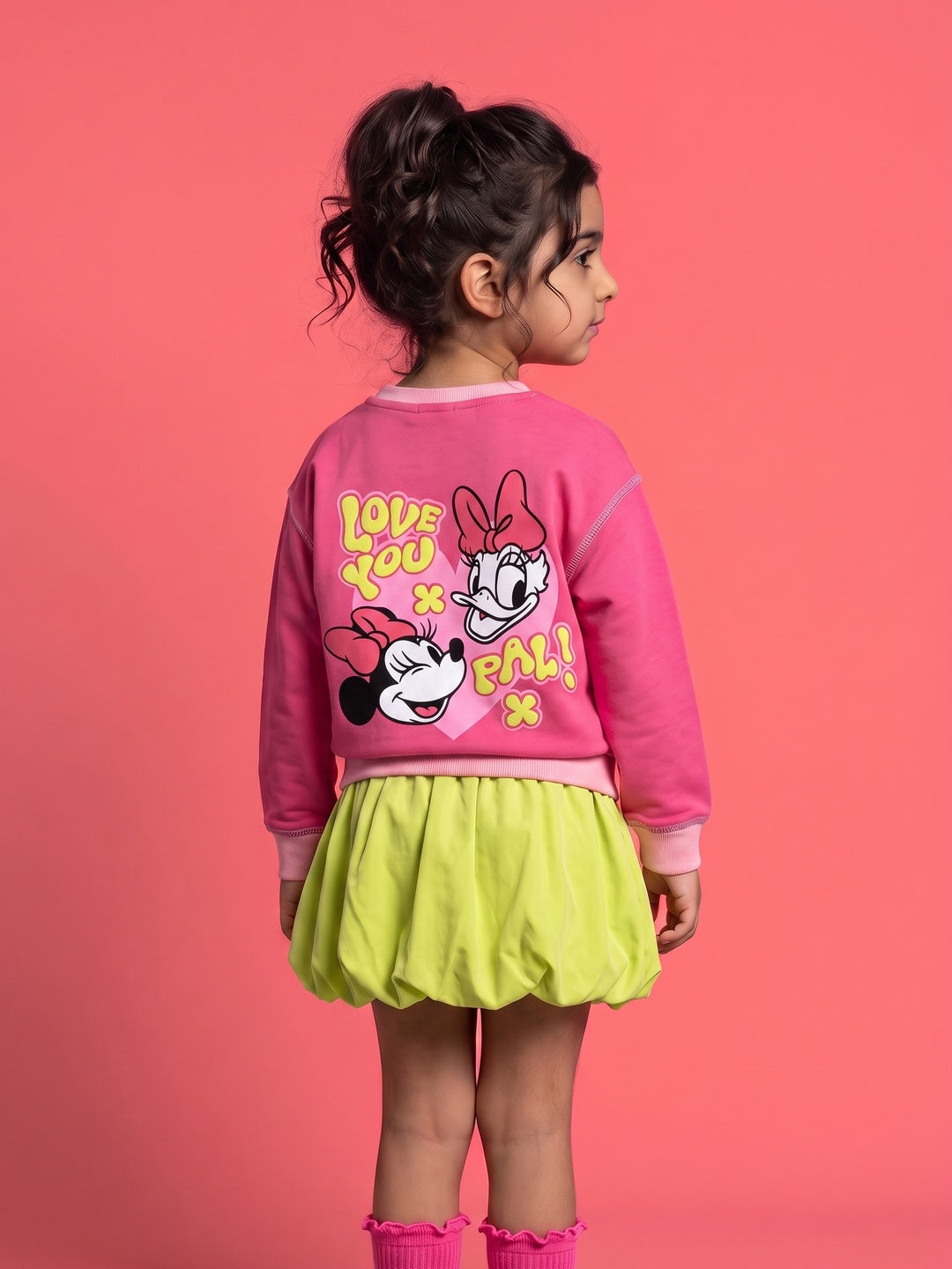 Nautinati Girls Disney Minnie and Daisy Oversized Sweatshirt with Front and Back Puff Print