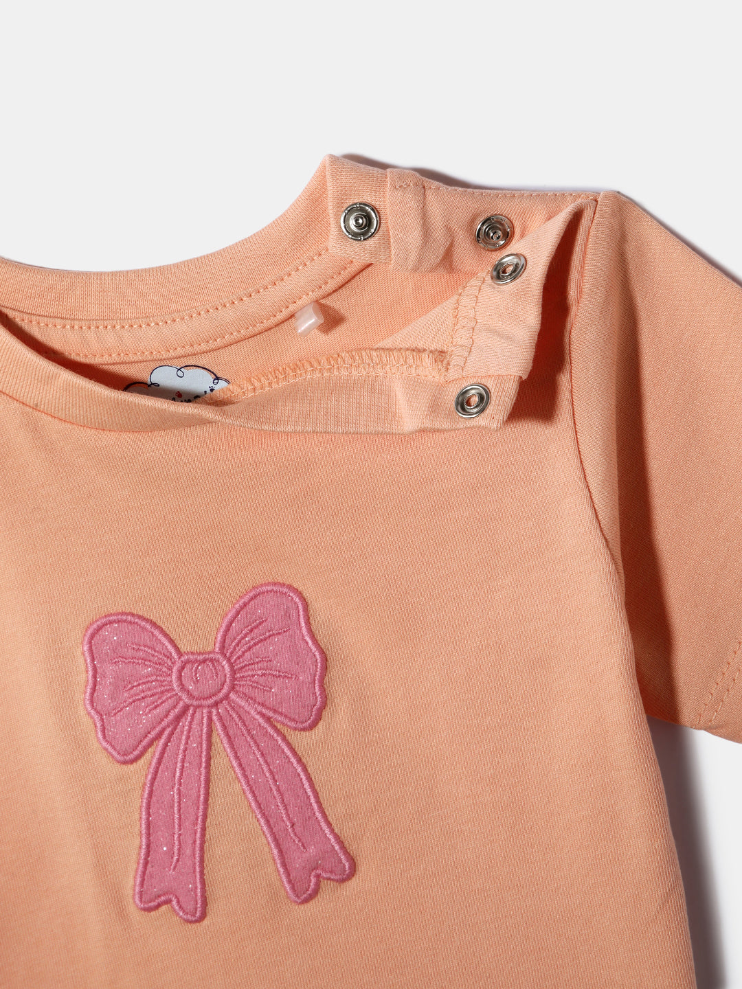 Nautinati Girls' Cotton Bow Embroidered Top and Skirt Set | Age 0 - 2 Years