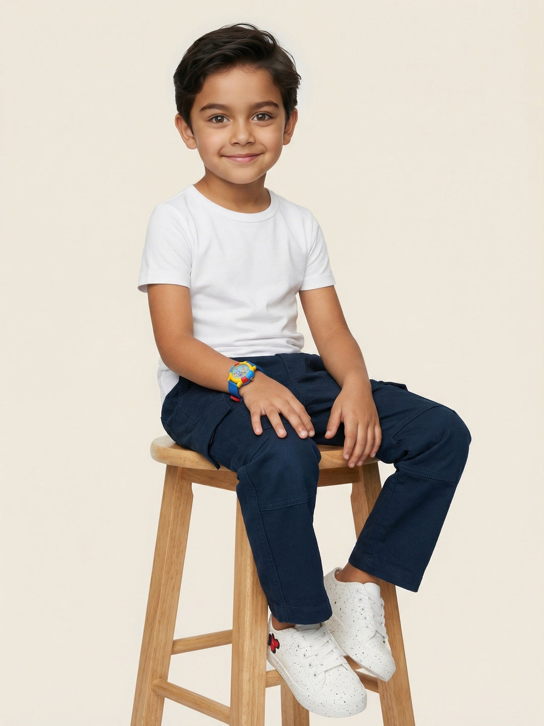 Nautinati Boys 100% Cotton Solid Relaxed Fit Twill Woven Carpenter Pants with Side Adjuster & Utility Pockets