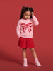 Nautinati Girls Relaxed Fit Fuzzy Bow Knit Sweater with Round Neck and Full Sleeves
