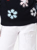 Girls Floral Jacquard Pullover Sweater