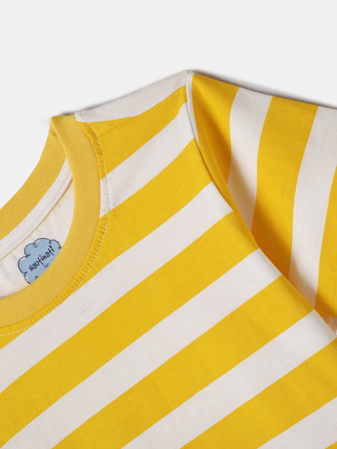 Nautinati Striped Yellow T-shirt and Blue Denim Dungaree Set for Boys