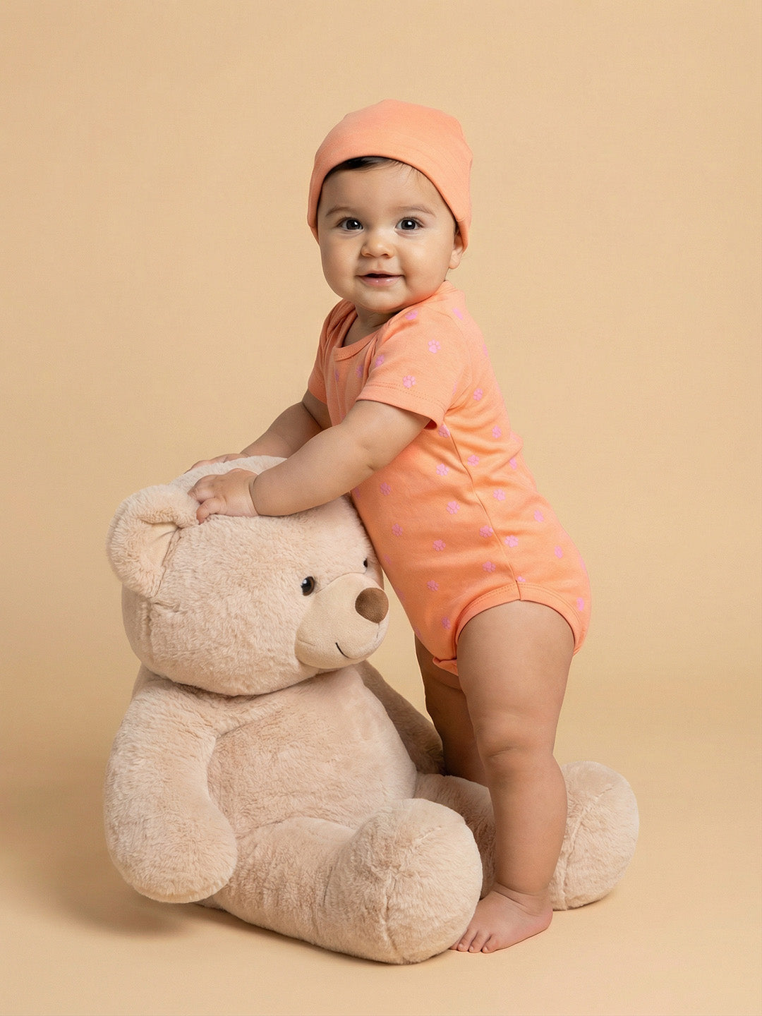 Nautinati Baby Boys 100% Cotton All-over & Placement Teddy Print 5-pieces Gift Set