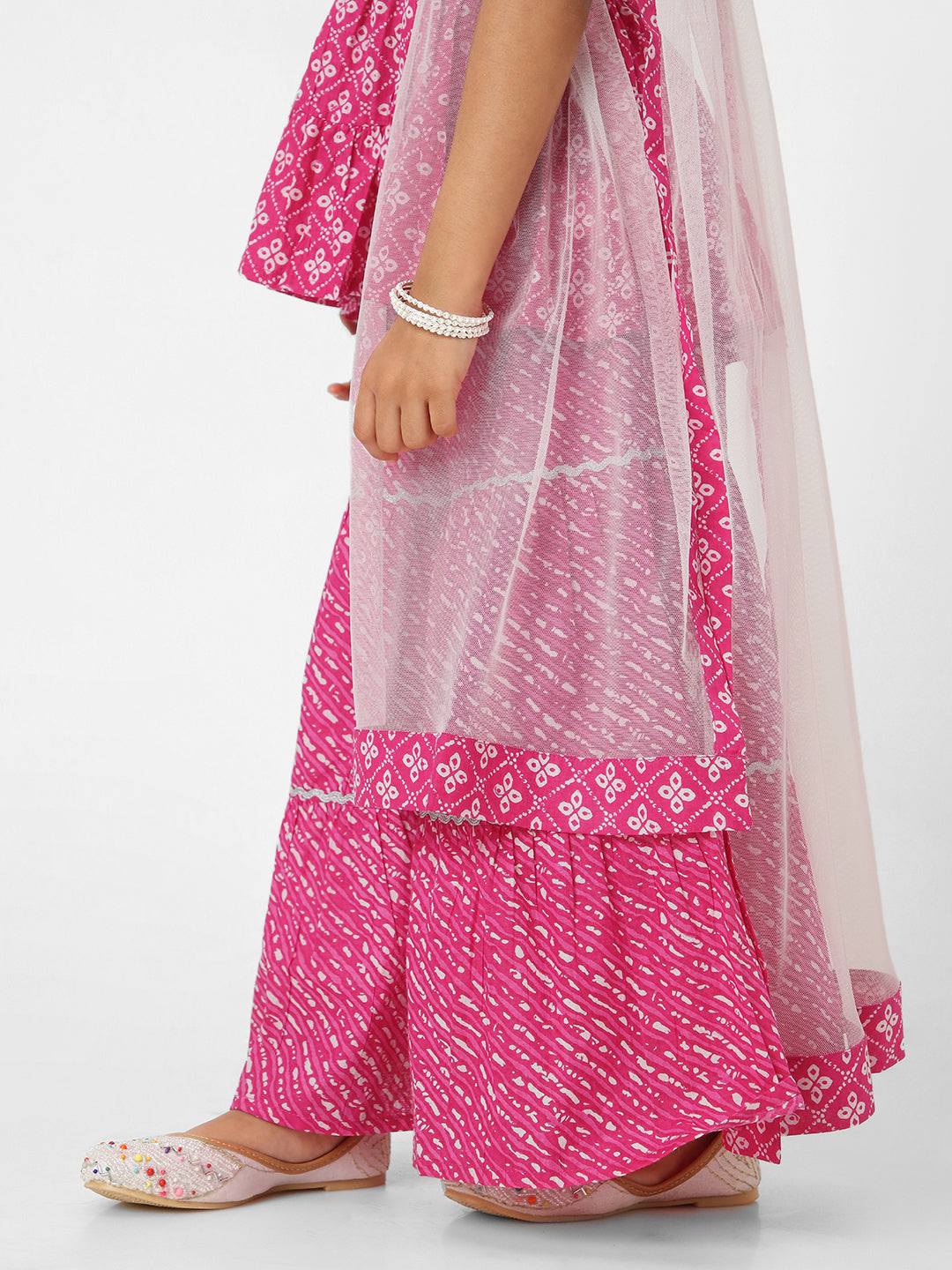 Nautinati Girls' Printed Sleeveless Sharara Set with Dupatta