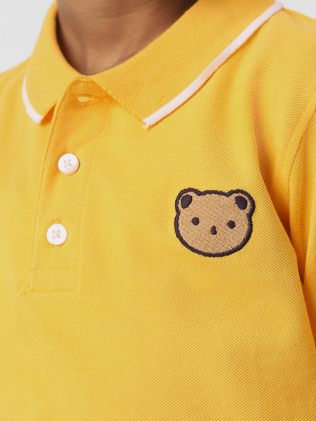 Nautinati Boys Cotton Bear Badge Detail Polo T-shirt