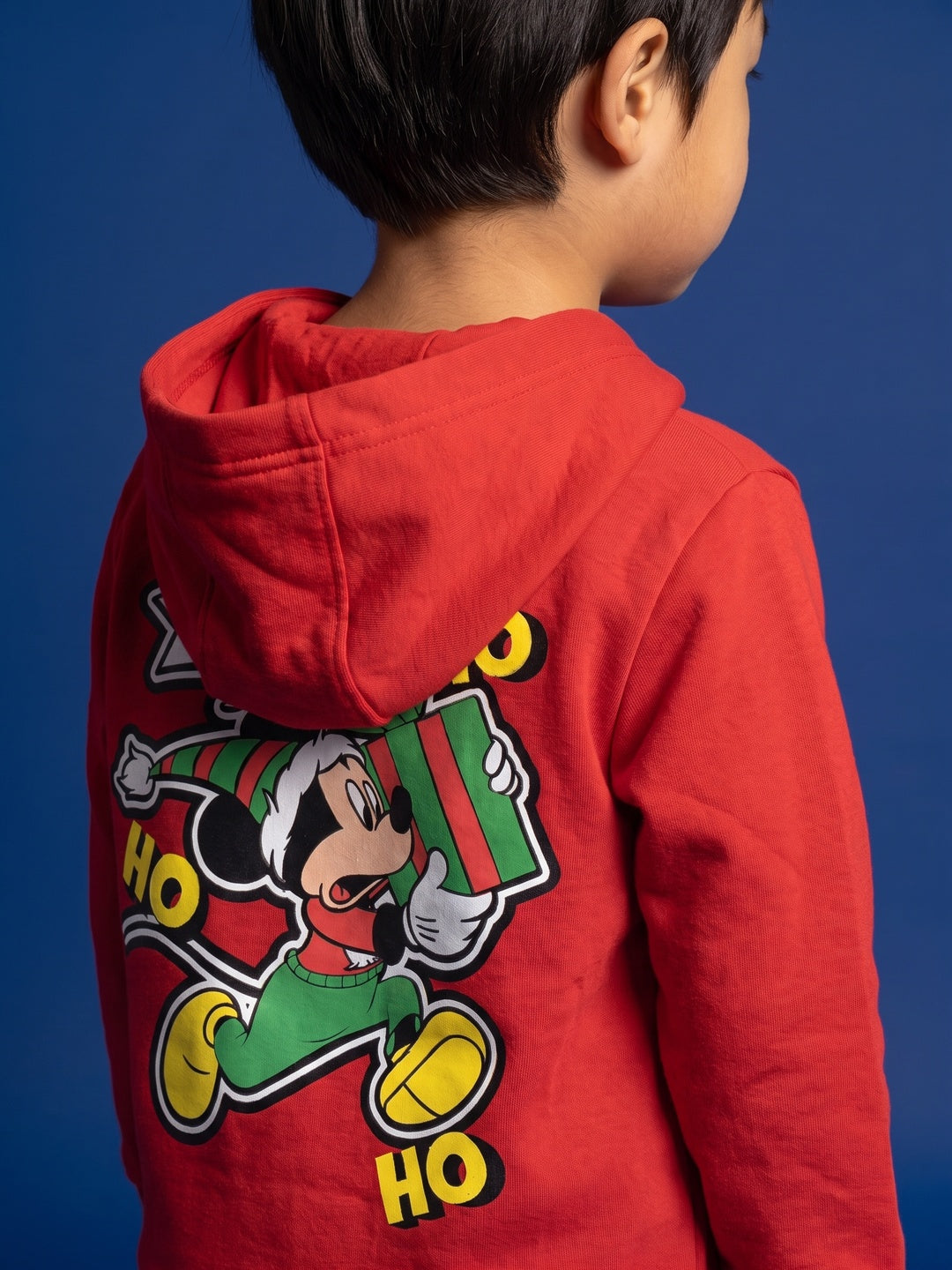 Nautinati Boys Disney Christmas Mickey Mouse Oversized Puff Printed Hooded Sweatshirt