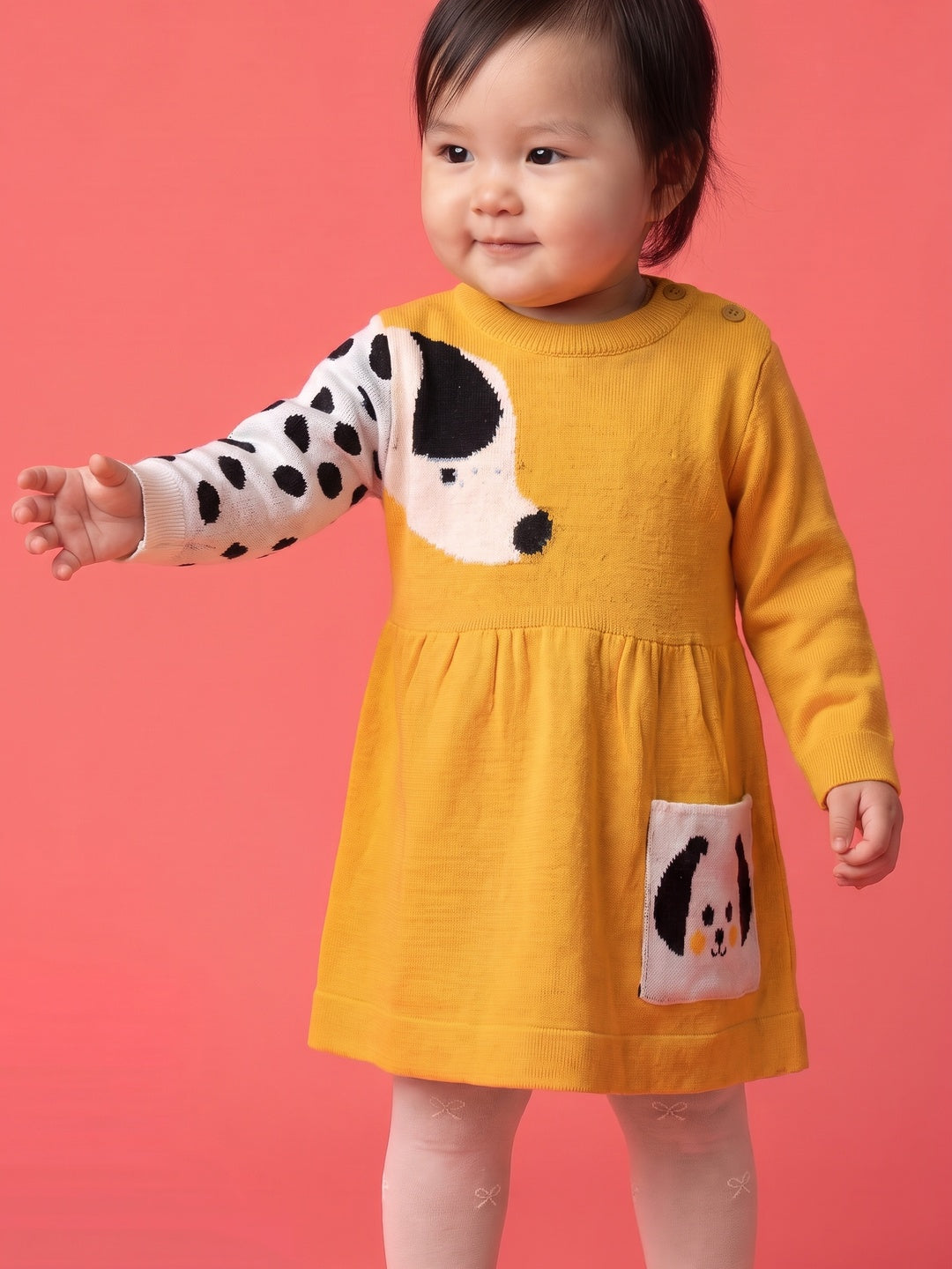 Nautinati Baby Girls Dalmatian Sweater Dress, Age 3 Months-2 Years