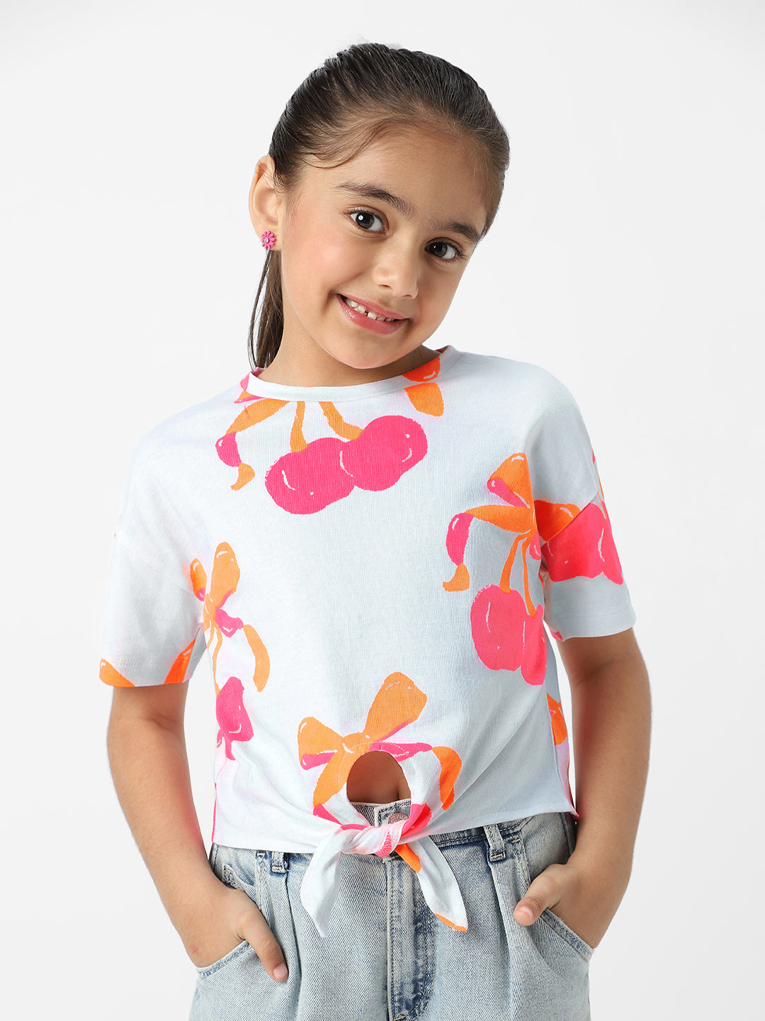 Nautinati Girls' Cotton Tie-up Top