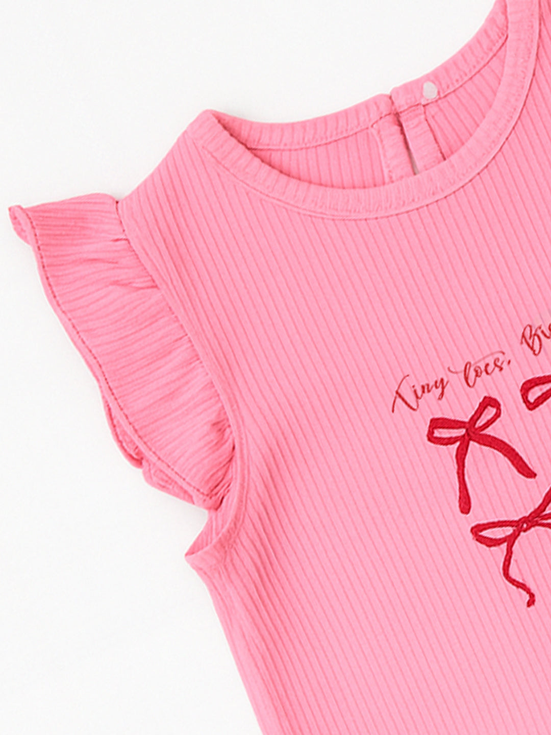 Nautinati Pink Printed Top And Red Balloon Skirt For Girls