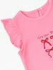 Nautinati Pink Printed Top And Red Balloon Skirt For Girls