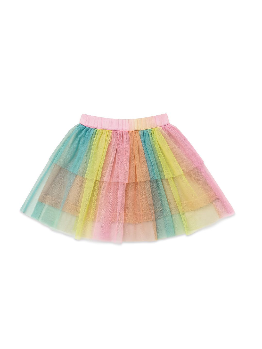 Nautinati Peach Top With Colourful Frilled Skirt For Girls