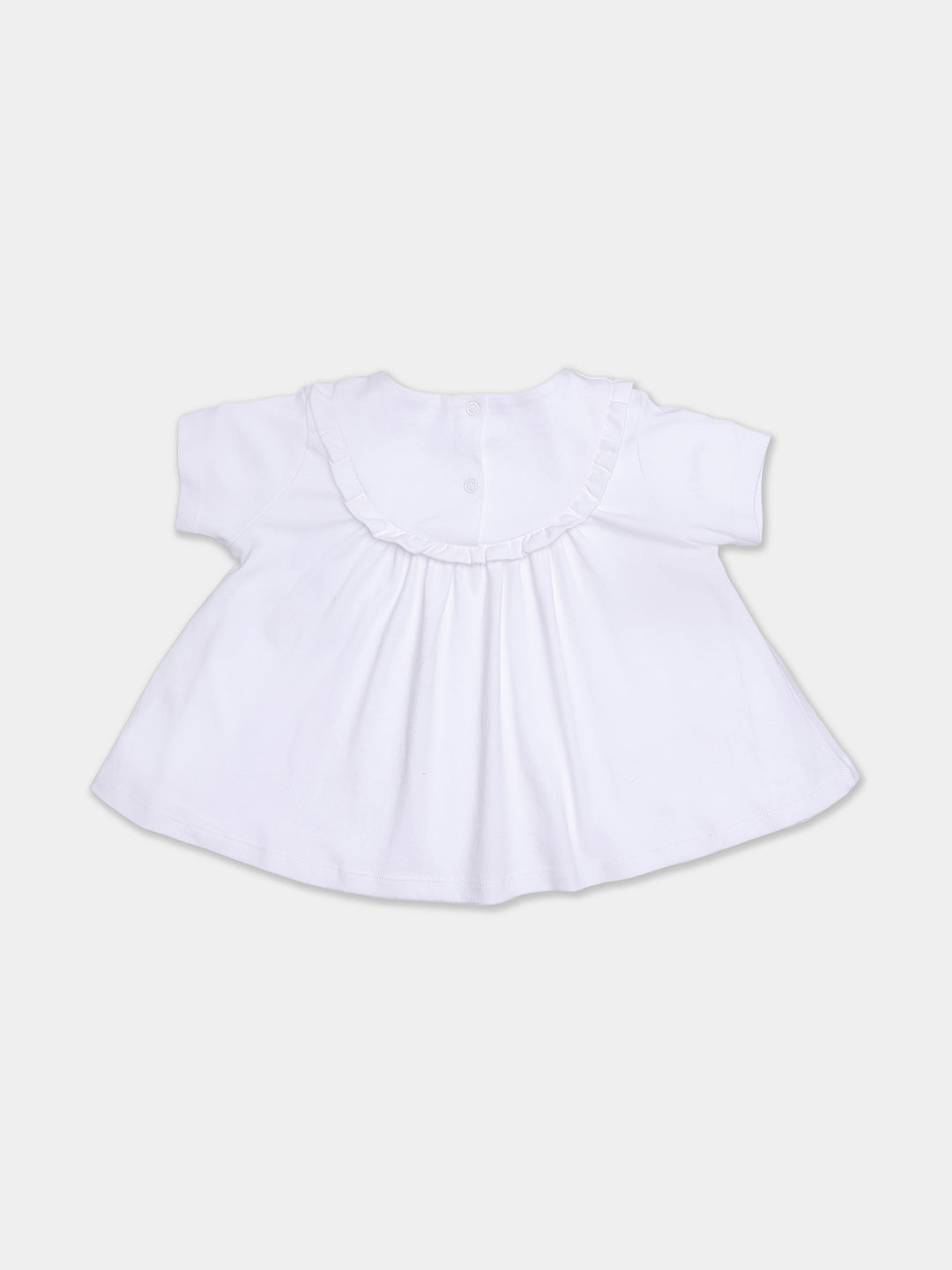 Nautinati Cotton White Top And Floral Green Leggings Set For Infant Girls